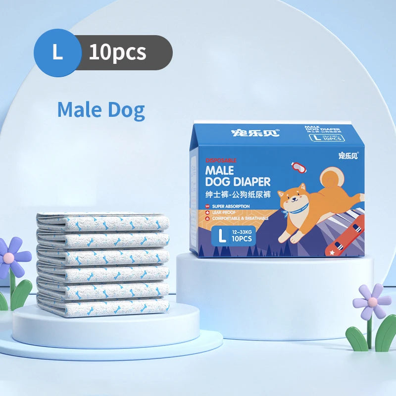 10Pcs Dog Diapers Males Females Disposable Nappies Pants Physiological Underwear Adjustable Leakproof Breathable Safety Pants
